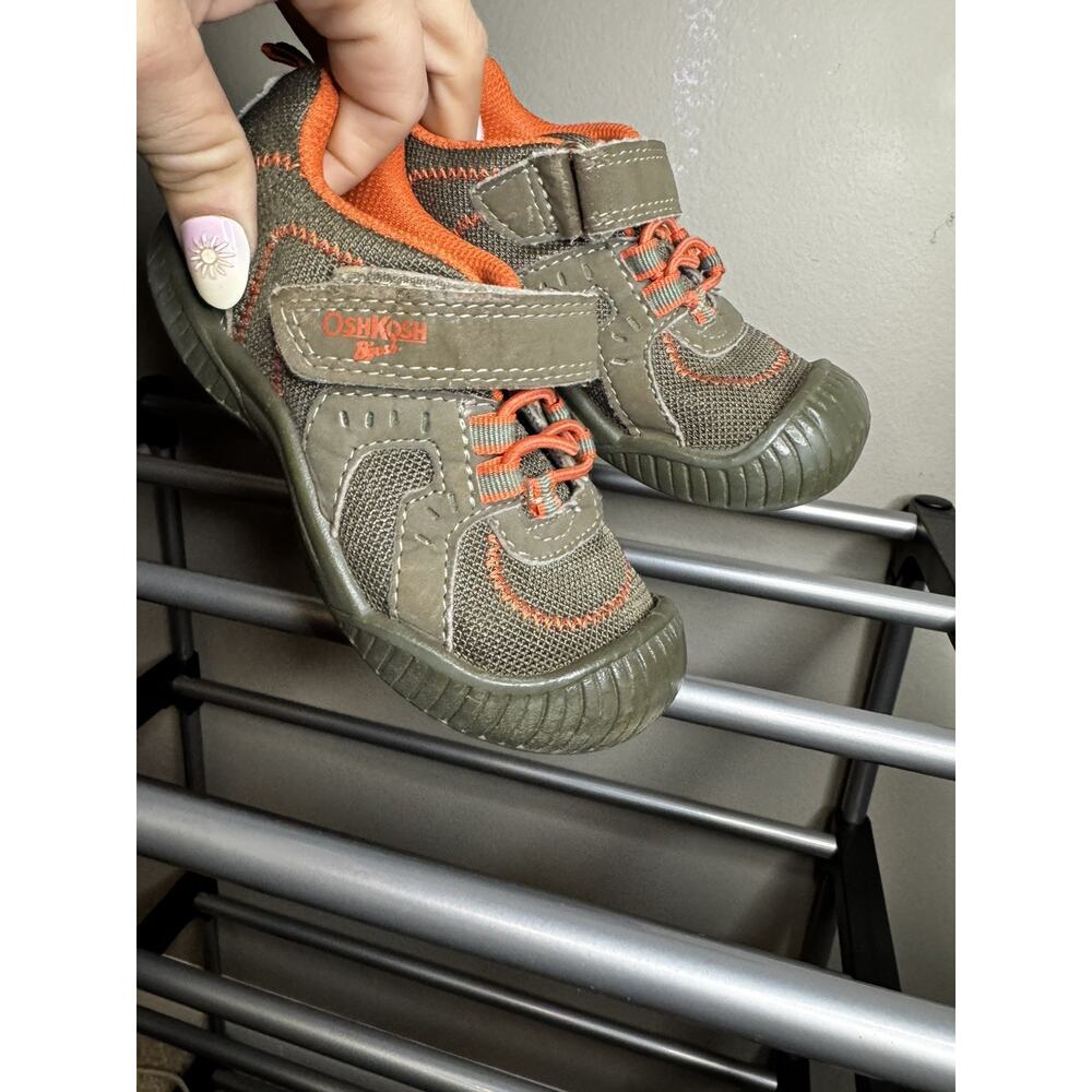 OshKosh B'gosh Baby Sneaker Brown Orange Hook & Loop Athletic Shoes Size 9 - Picture 6 of 8